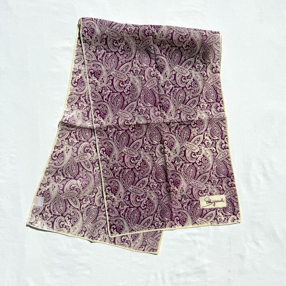 Vintage Schiaparelli Glentex Scarf Long Purple Cream